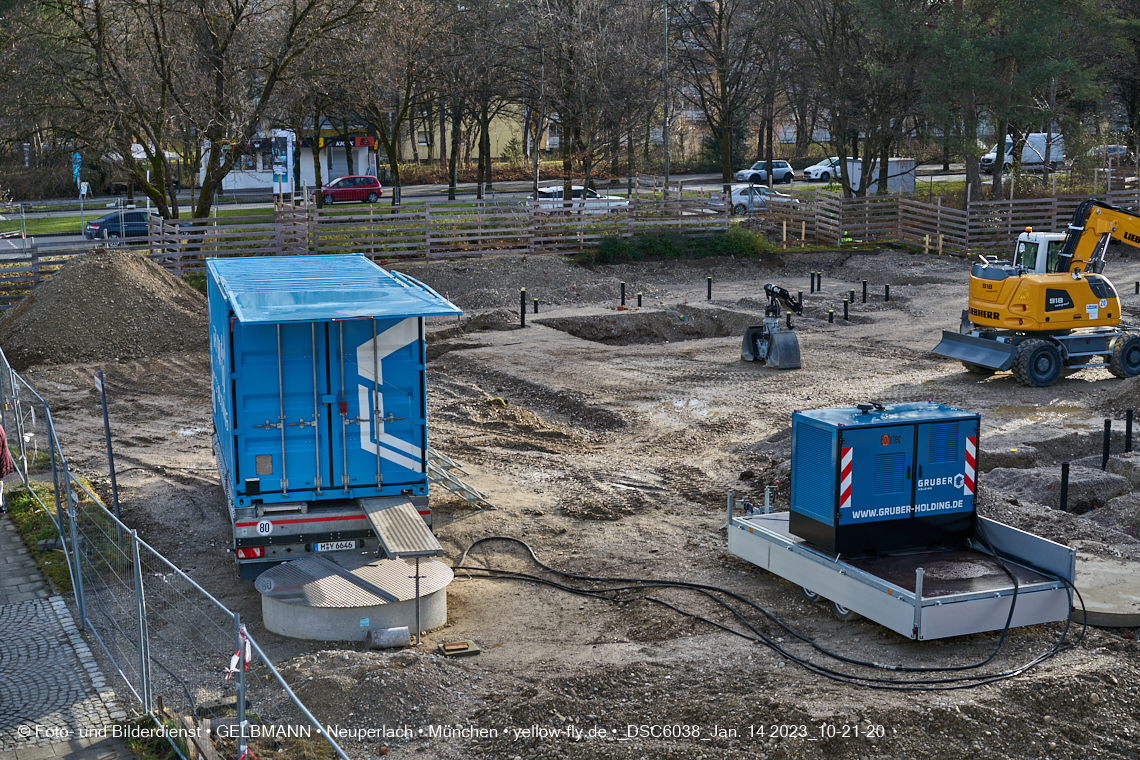 14.01.2023 - Baustelle an der Quiddestraße Haus für Kinder in Neuperlach